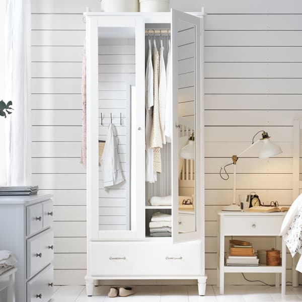 TYSSEDAL wardrobe, white/mirror glass34 5/8x22 7/8x81 7/8 