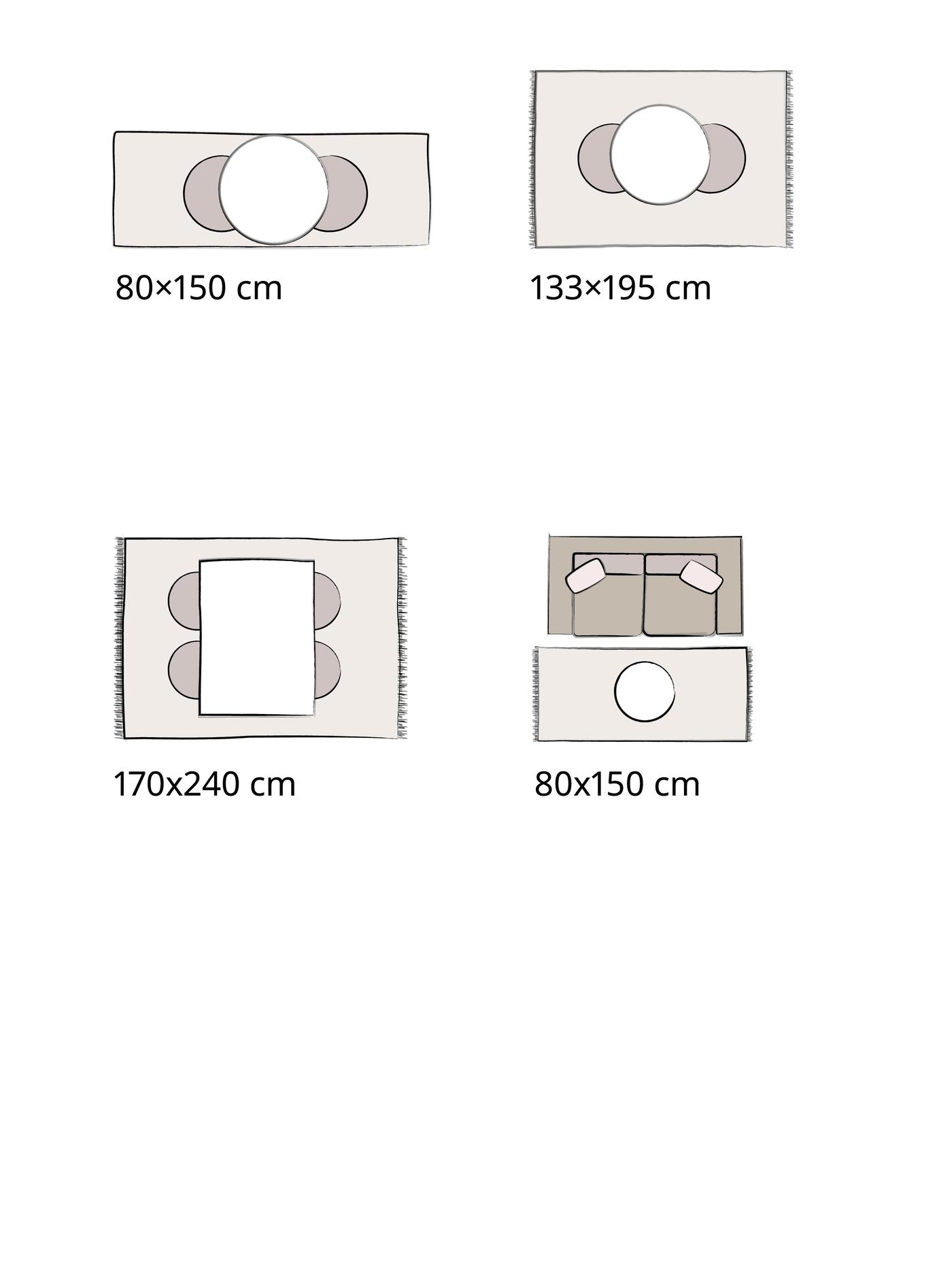 Układ dywanów w różnych rozmiarach z meblami na balkon i do ogrodu.