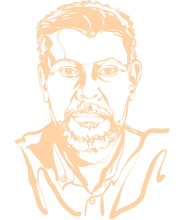 Ulf Johansson, az IKEA Globális Faellátási Erdészeti Igazgatójának vázlata: mosoly és rövid haj.