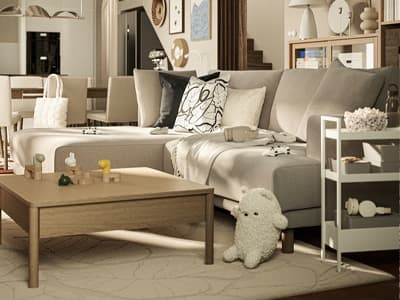 Un canapé beige UPPÅKRA 