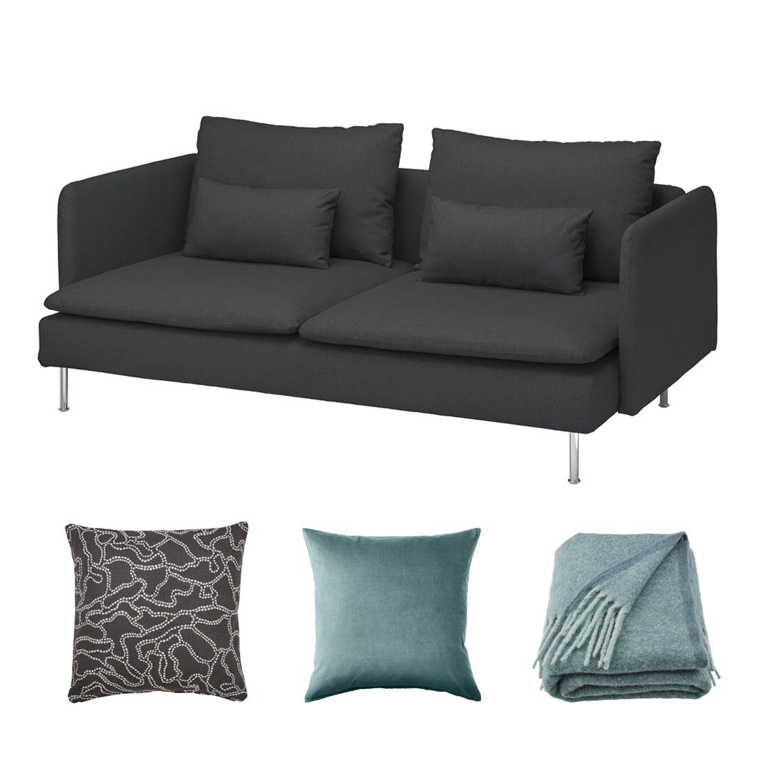 Un canapé SÖDERHAMN gris noir