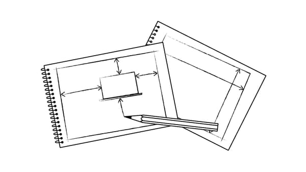 Un dessin d'un croquis sur des feuilles avec un crayon à papier