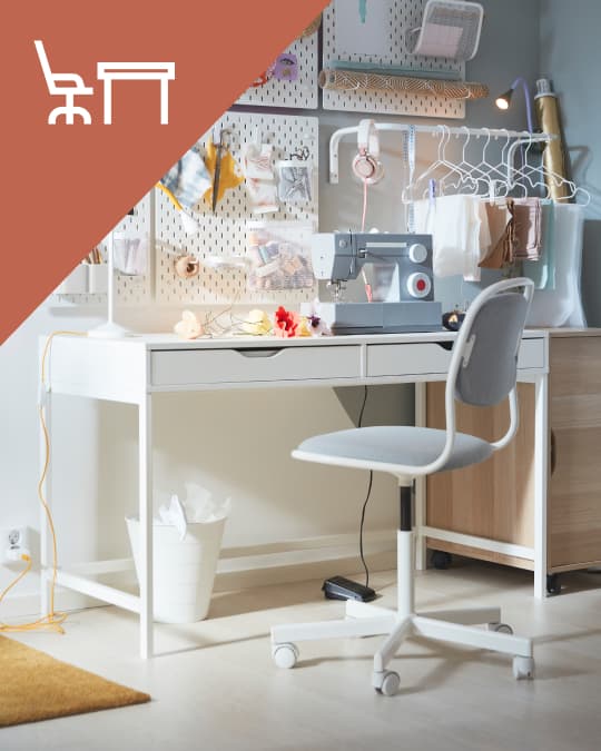 Un escrtitorio blanco de dos cajones