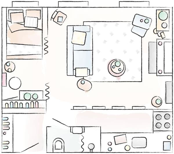 Un plan de l’appartement d’Yvet.