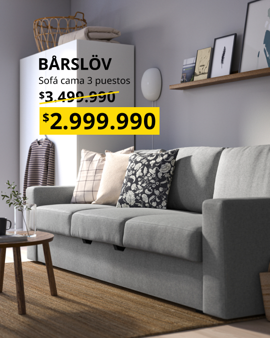 Un sofá BÅRSLÖV con su precio especial de $2.999.990.
