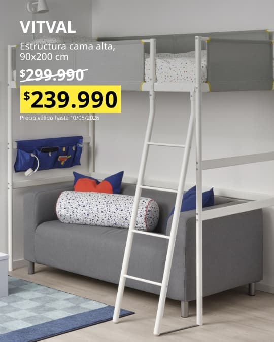 Una cama alta VITVAl con su precio de descuento