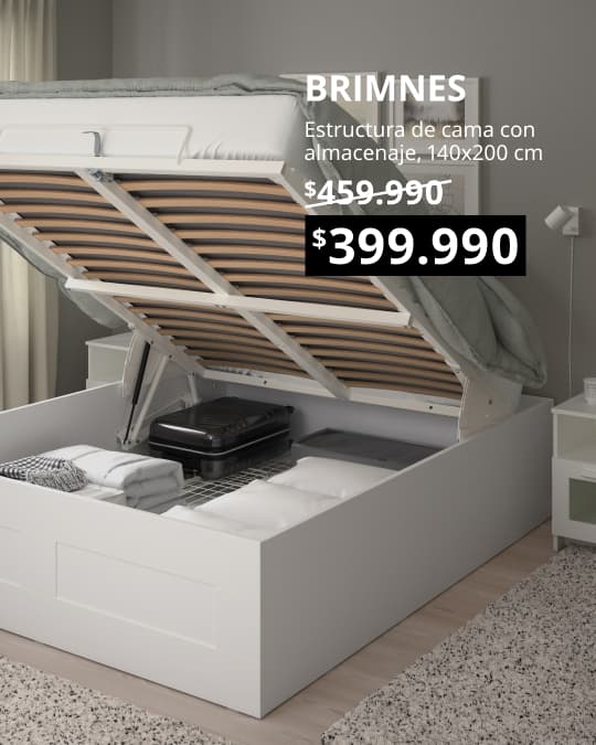 Una cama baúl blanca BRIMNES con su precio especial.