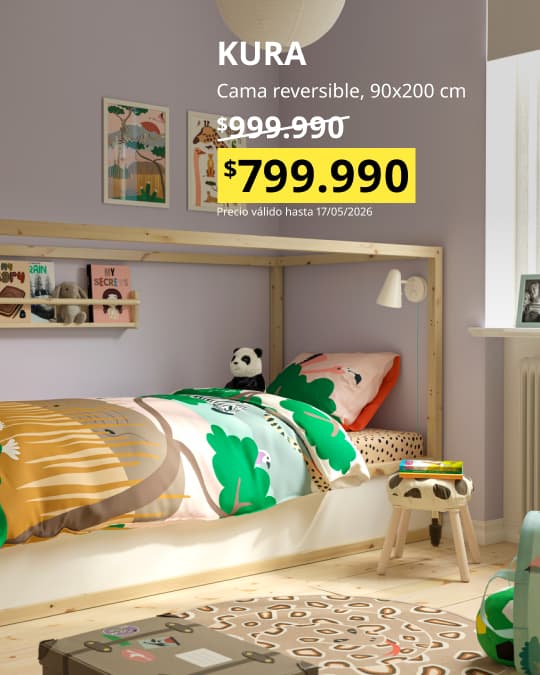 Una cama KURA con su precio promocional de $799.990 hasta el 10 de mayo.