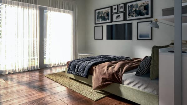 Una camera da letto che invita al riposo