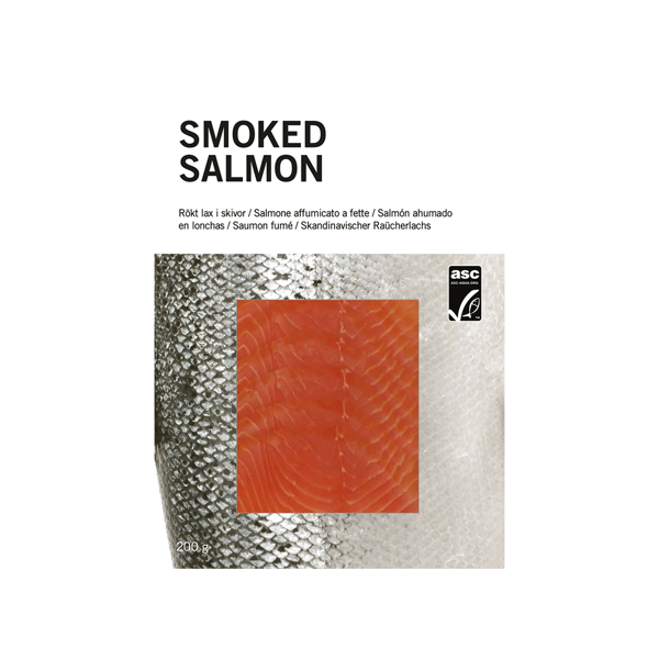 Una confezione di 200 grammi di salmone affumicato a freddo