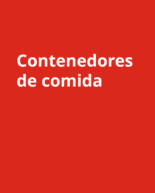 Una imagen de fondo rojo con las palabras "contendores de comida".