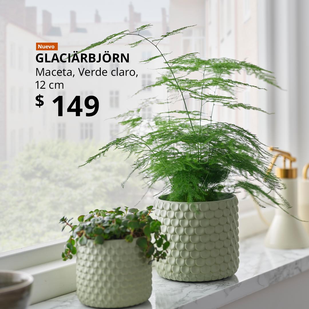 Una maceta GLACIÄRBJÖRN en color verde claro.