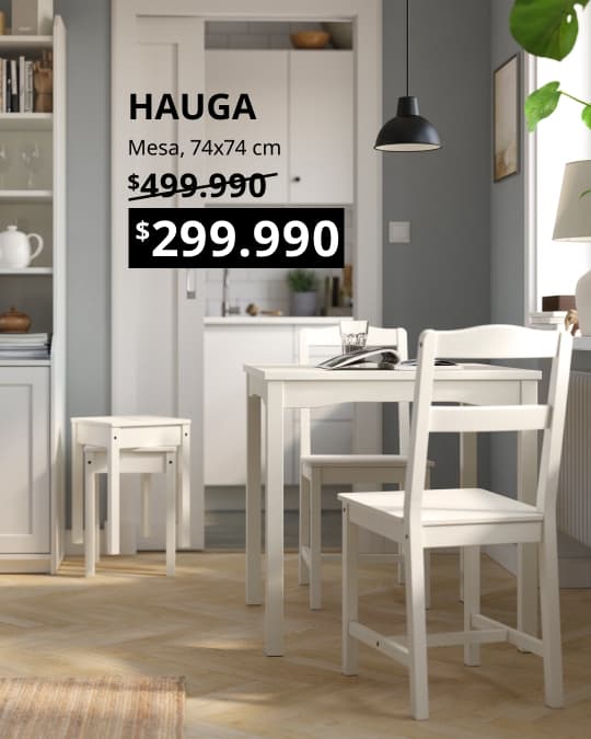 Una mesa extensible HAUGA blanca con su precio especial.
