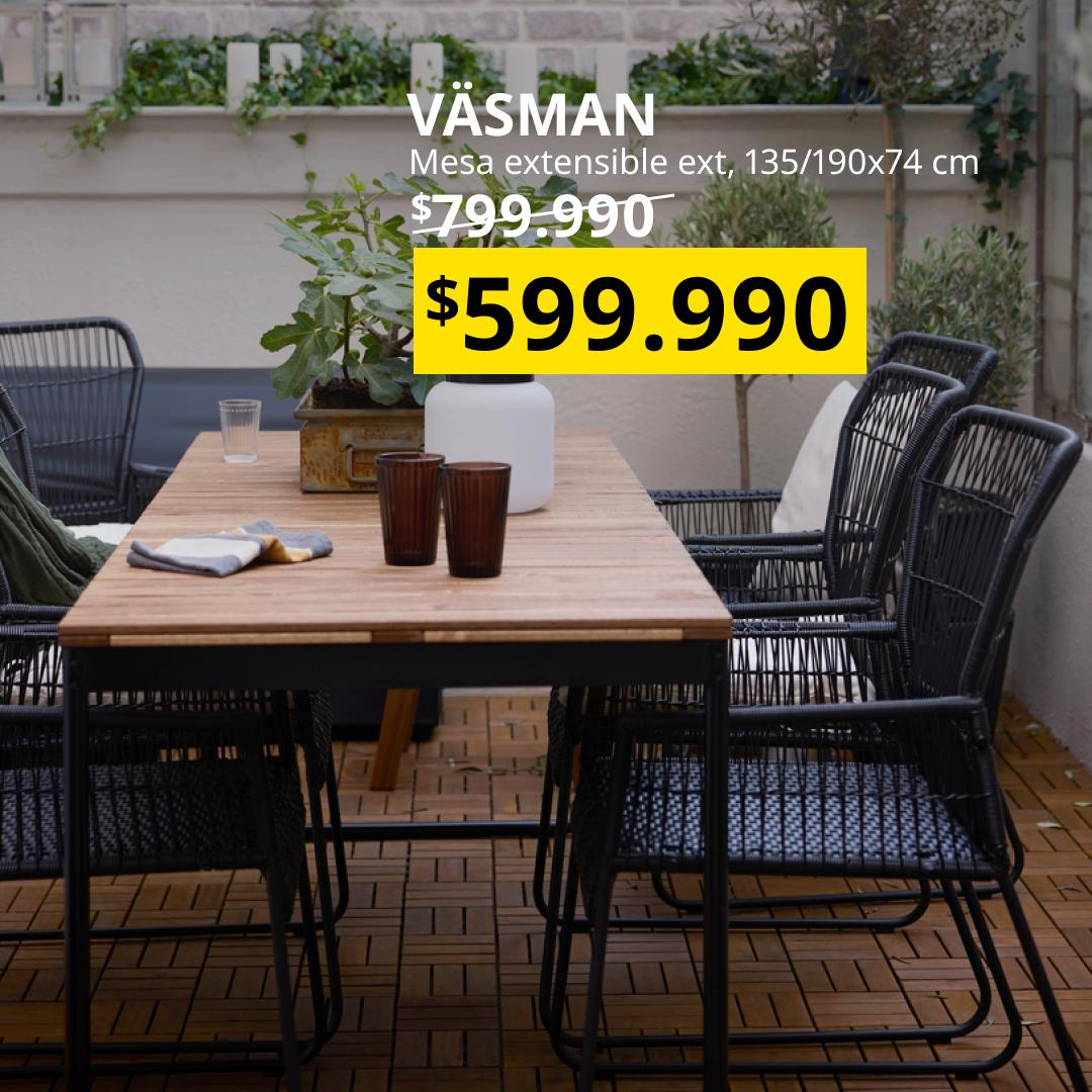 Una mesa VASMAN en precio especial por producto del mes agosto en IKEA.