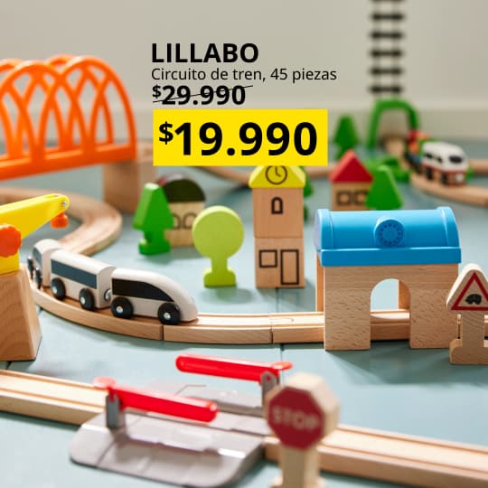 Una pista de trenes de madera LILLABO con su precio especial por diciembre.