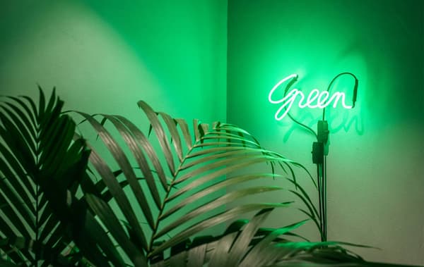 Una scritta al neon verde 