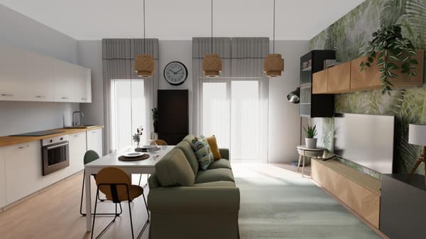 Una zona  living con spazio per tutti

