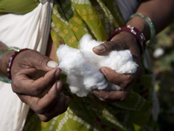 Une femme tenant du coton.