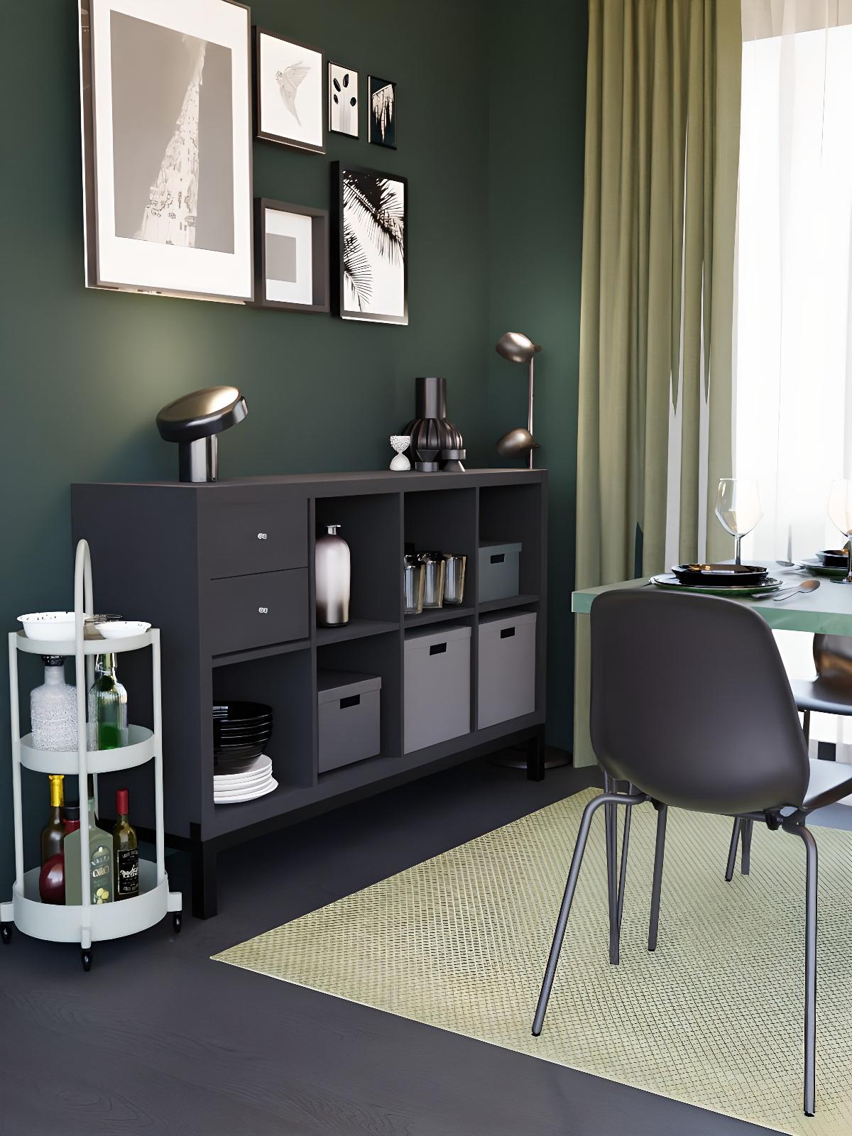 Une salle à manger pour moins de 449 €, moderne, sophistiquée, noire et verte foncée