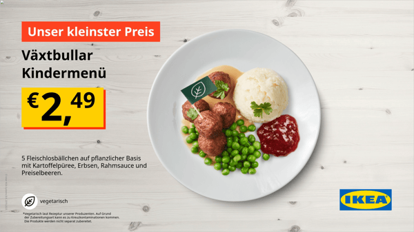 Unser kleinster Preis Växtbullar Kindermenü für 2,49€