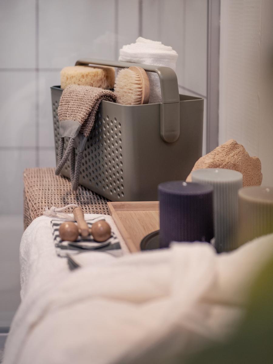 UPPRÄMEN Pojemnik, szarozielony, 35x17x25 cm