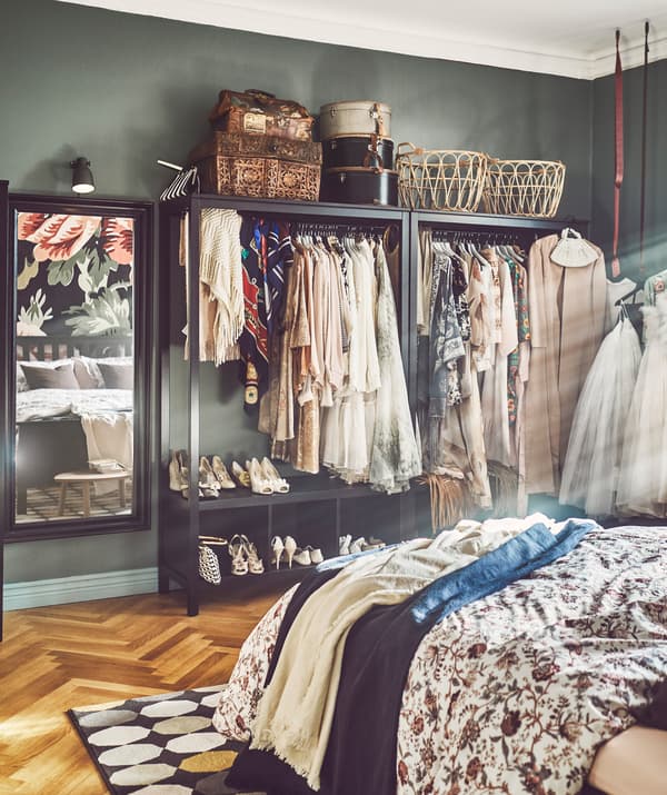 Use open storage for your clothes so you can see everything and grab what you want. Try IKEA HEMNES open wardrobe!