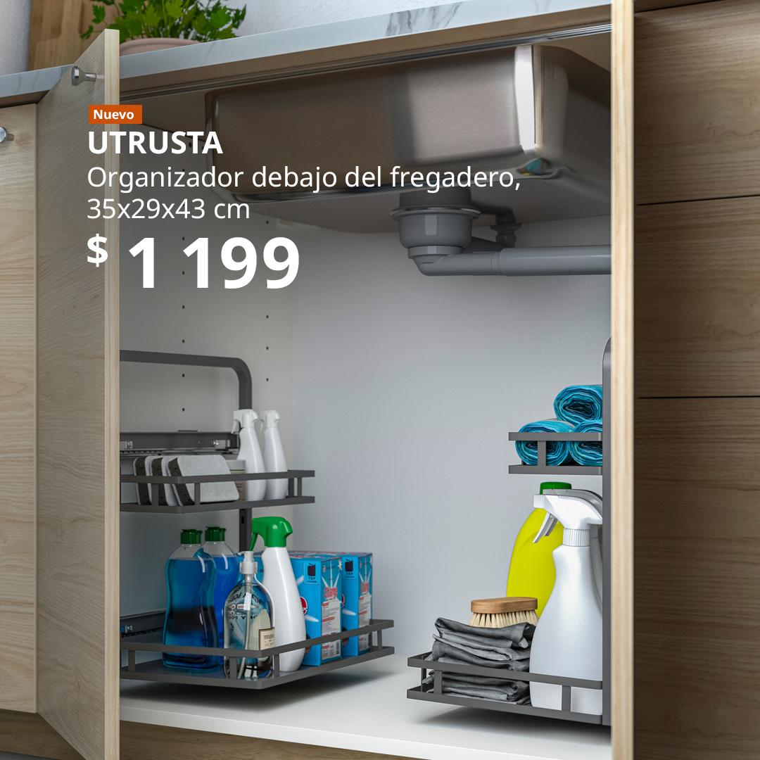 UTRUSTA organizador debajo del fregadero 35x29x43 cm, diseño práctico y compacto para cocinas modernas; ideal para almacenar productos de limpieza y aprovechar al máximo el espacio bajo el fregadero.