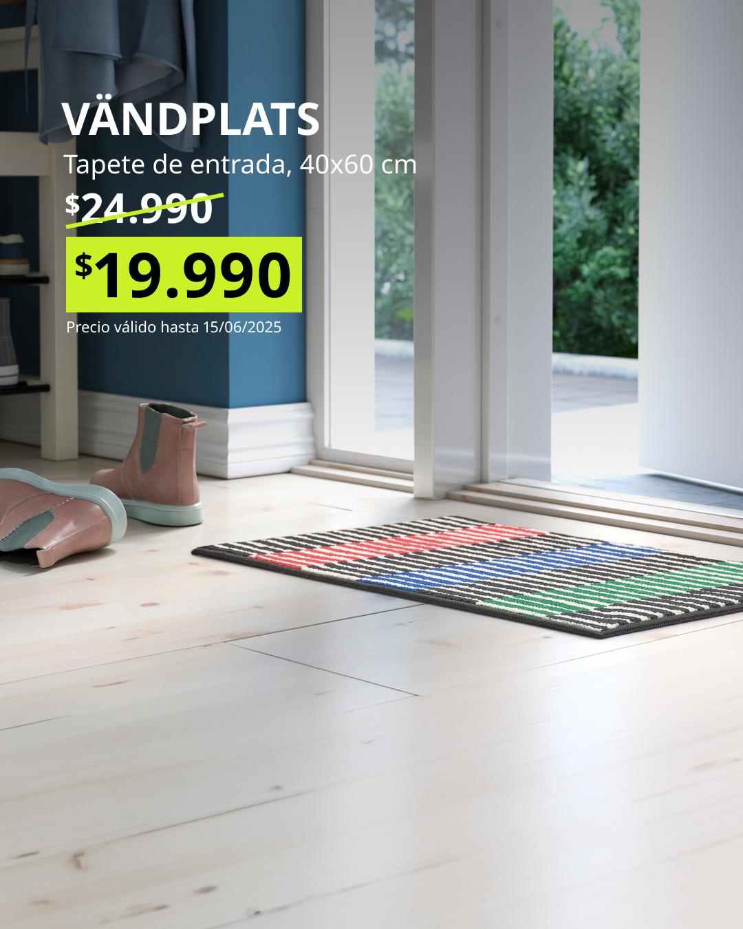 VÄNDPLATS felpudo multicolor a rayas 40x60 diseño decorativo duradero para entrada del hogar