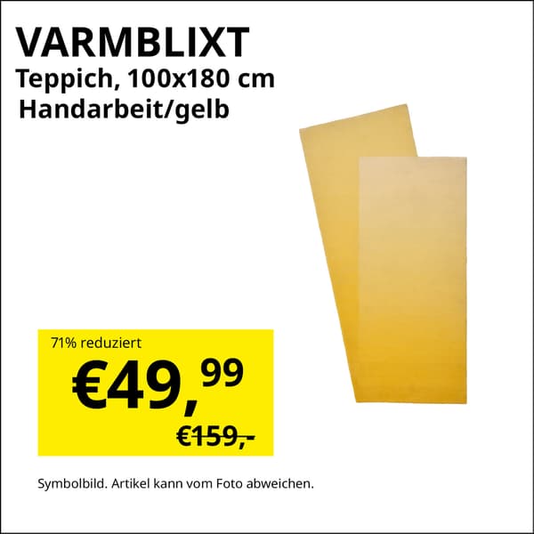 VARMBLIXT Teppich 100x180cm Handarbeit/gelb jetzt im Zweites Leben Shop Vösendorf € 49,99 statt € 159,-