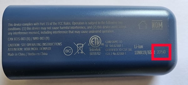 VARMFRONT charger with instructions where to find date stamp