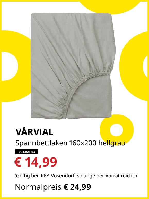 VÅRVIAL Spannbettlaken 160x200cm hellgrau statt € 24,99 zum Knut Preis von € 14,99