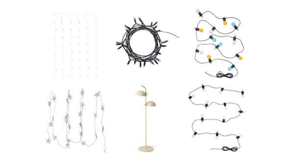 Verschiedene LED-Deko- und Stimmungsbeleuchtungen, z. B. Lichterketten und Stehleuchten.