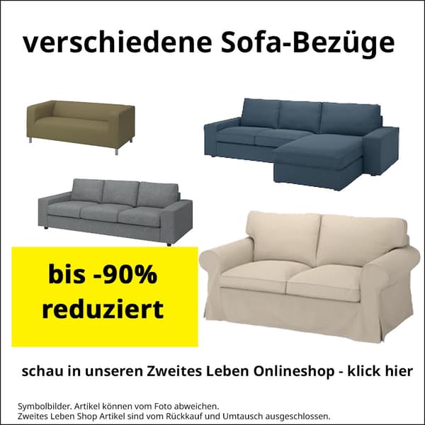 Verschiedene Sofa-Bezüge bis -90 %  in der Fundgrube bei Ikea Graz reduziert.