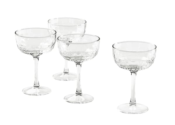 Vier FRÖJDA champagnecoupes bij elkaar