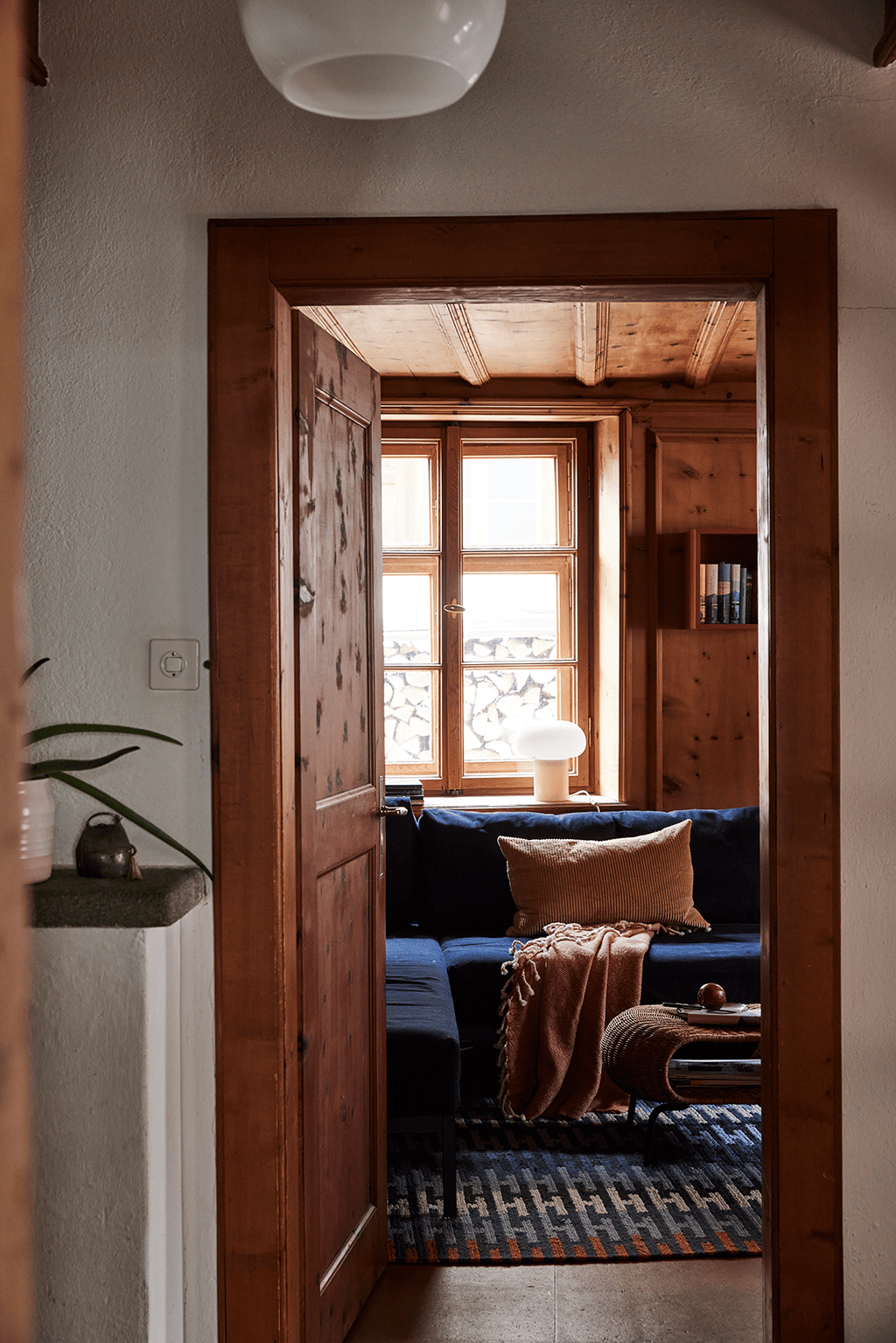 View through a door inside a chalet living room
