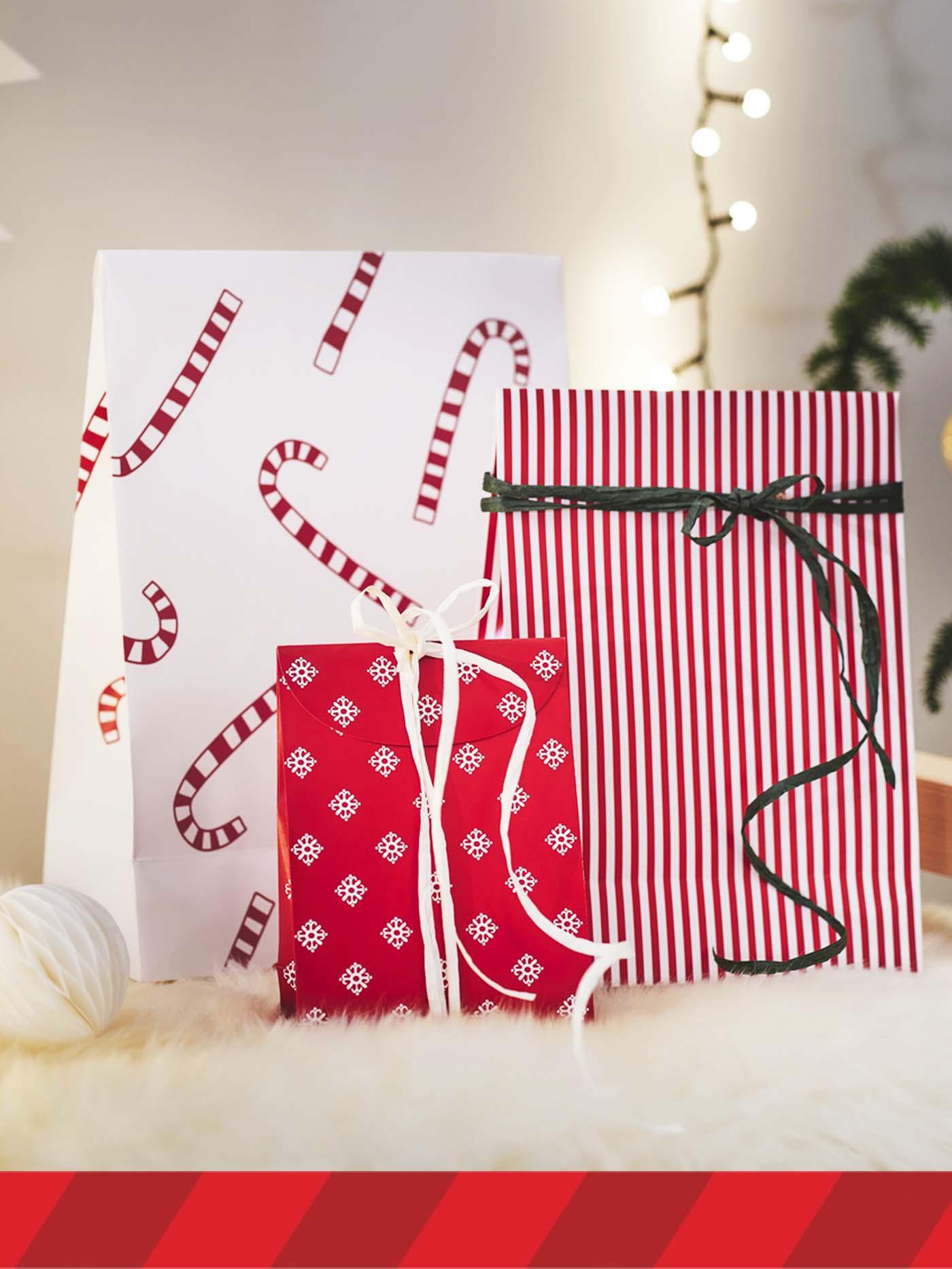 VINTERFINT 2026 gift bag s3 mixed patterns red for wrapping Christmas gifts