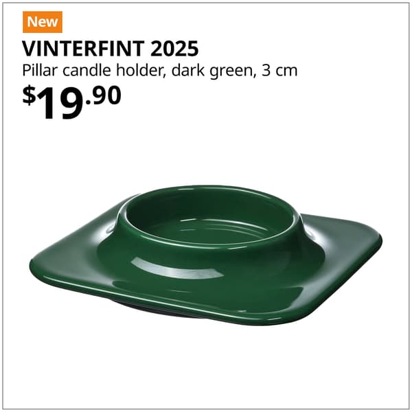 VINTERFINT
Pillar candle holder, dark green, 3 cm