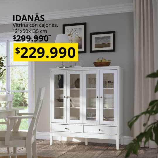 Vitrina IDANAS con cajones con su precio promocional de $229.990 por junio.