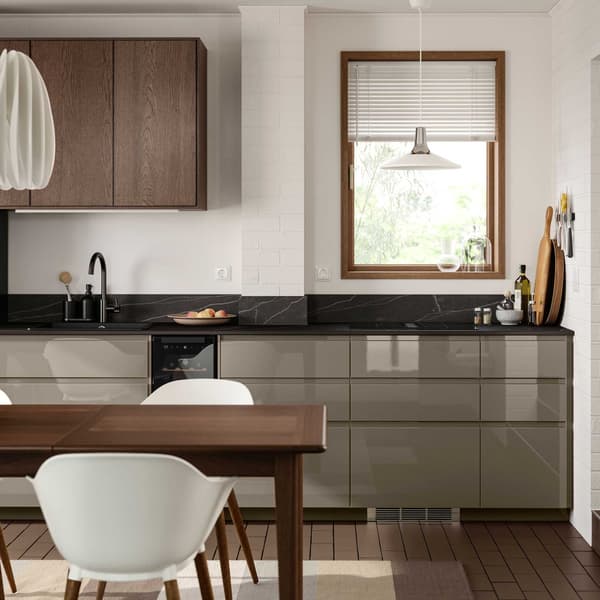 VOXTORP high-gloss dark gray-brown