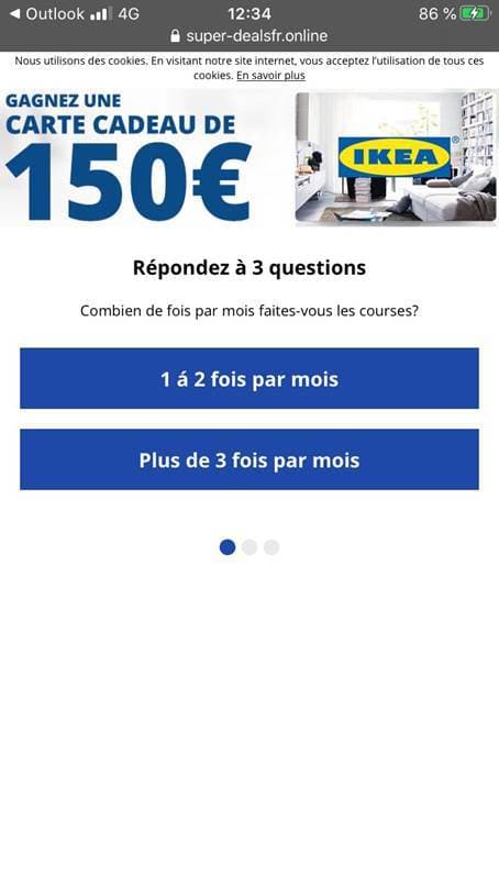 Vue d'un mail frauduleux