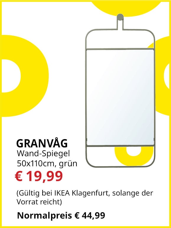 Wand-Spiegel Granvåg, 50x110cm, grün, statt € 44,99 um € 19,99.