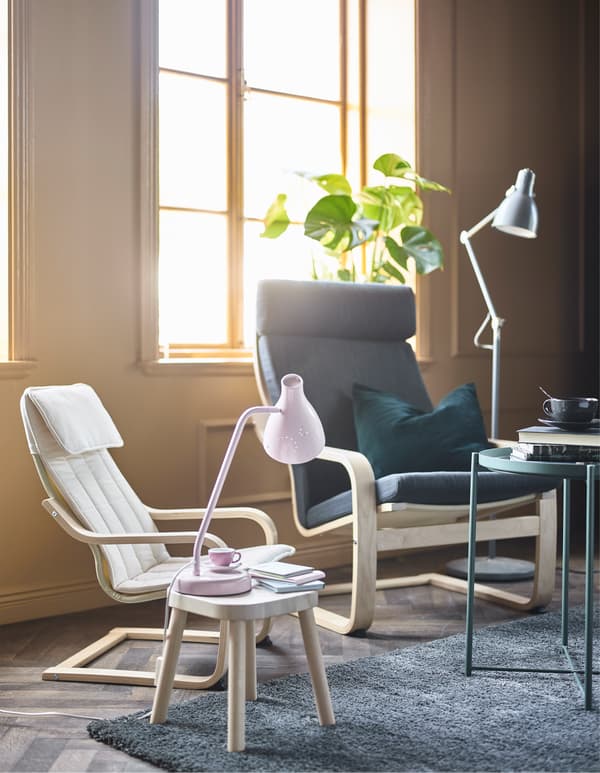 Want smart tips on modern furniture for adults that also appeals to kids? IKEA has products for every age, such as chairs from the POÄNG series. There’s a kid’s chair and a matching adult’s chair so you can combine style and comfort for the whole family.