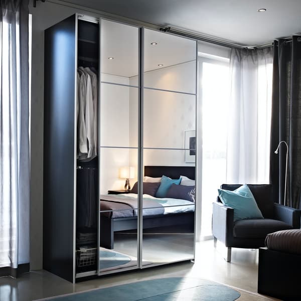 Wardrobe with frosted glass sliding doors