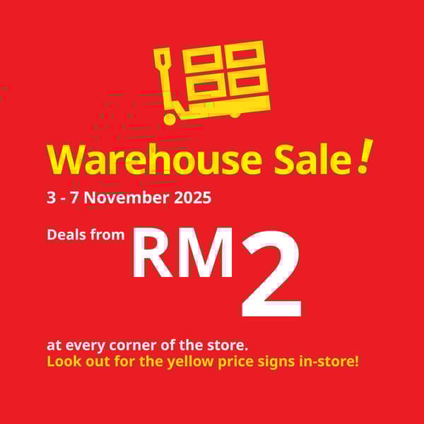 Warehouse sale in-store from 3 - 7 Nov 2025