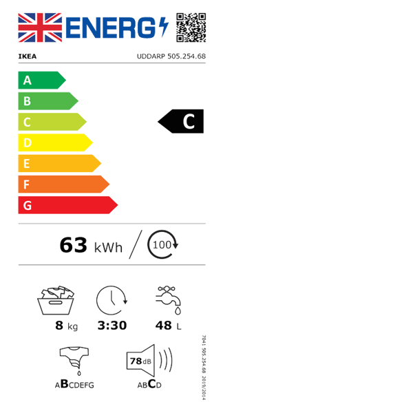Washing machine energy efficiency rating label