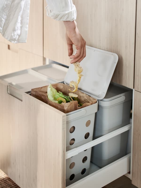 Waste bins in the kitchen drawer