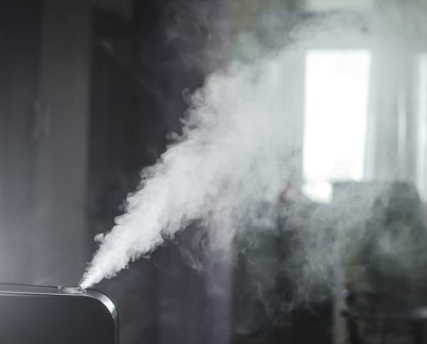Water vapour coming from a humidifier.