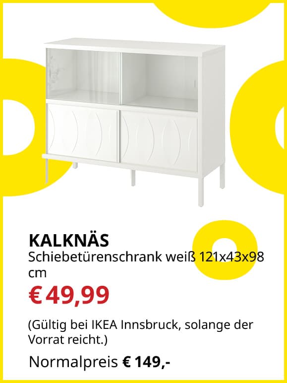 Weißer Schiebetürenschrank mit den Maßen 121x43x98cm für 49,99 € statt 149 €