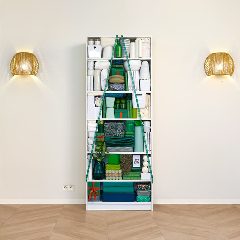 White BILLY bookcase filled