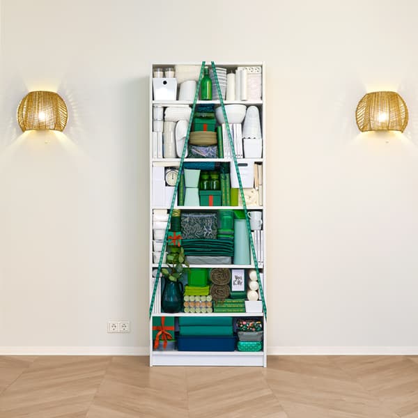 White BILLY bookcase filled